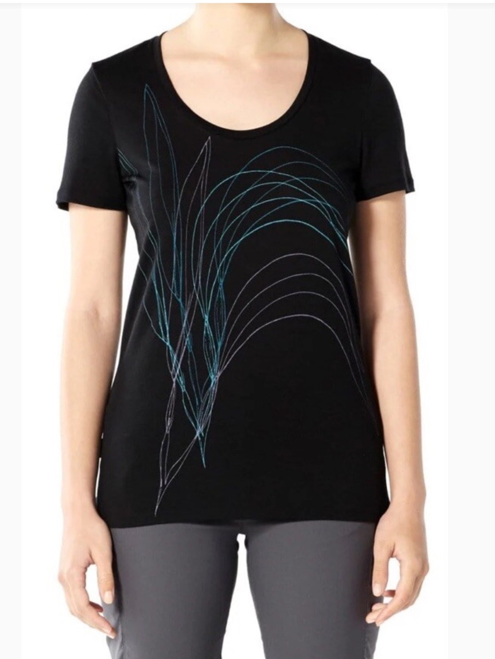 Icebreaker EUC Women's Black Tech Lite Short Sleeve Scoop neck T-Shirt -Size XL-